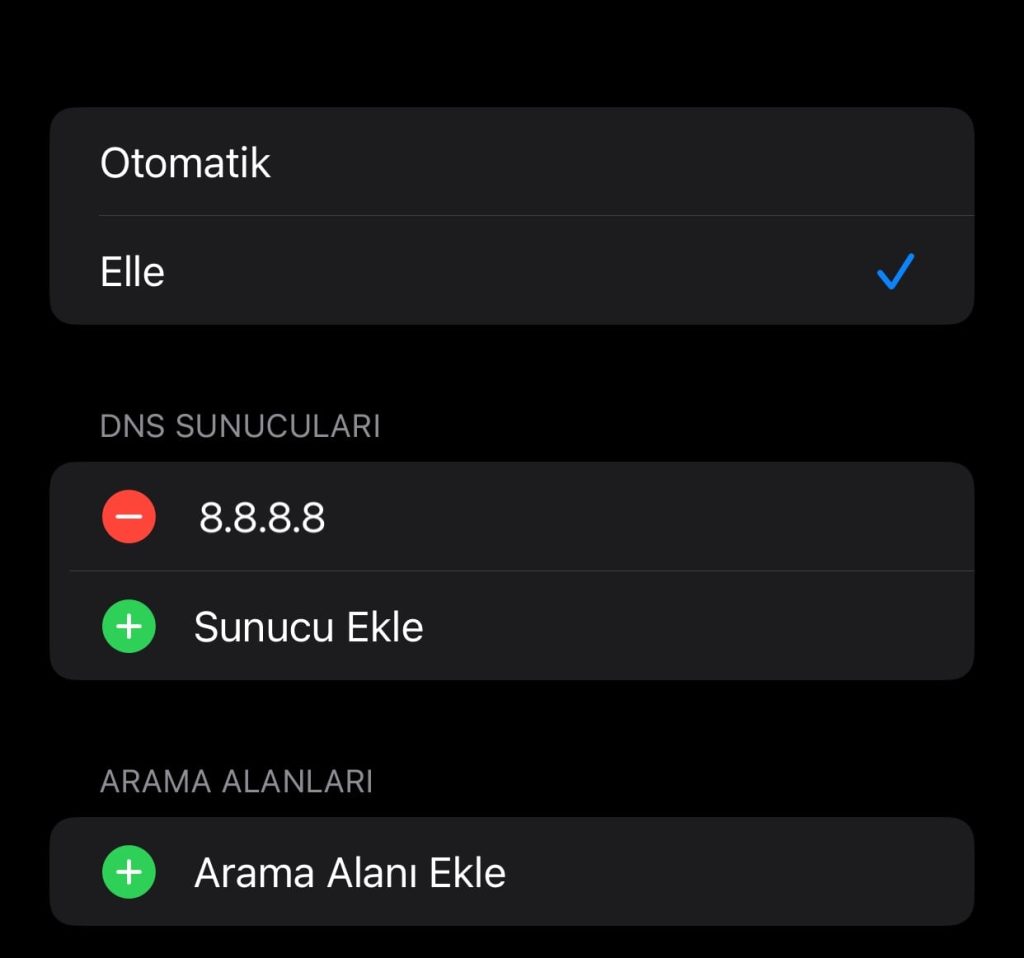 iphone dns ayarları