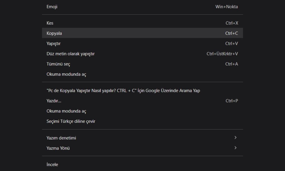 Pc de Kopyala Yapıştır Nasıl Yapılır